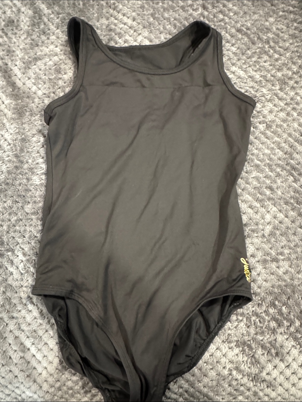 Justice Black Girls One-Piece Swimsuit with Yellow Logo
